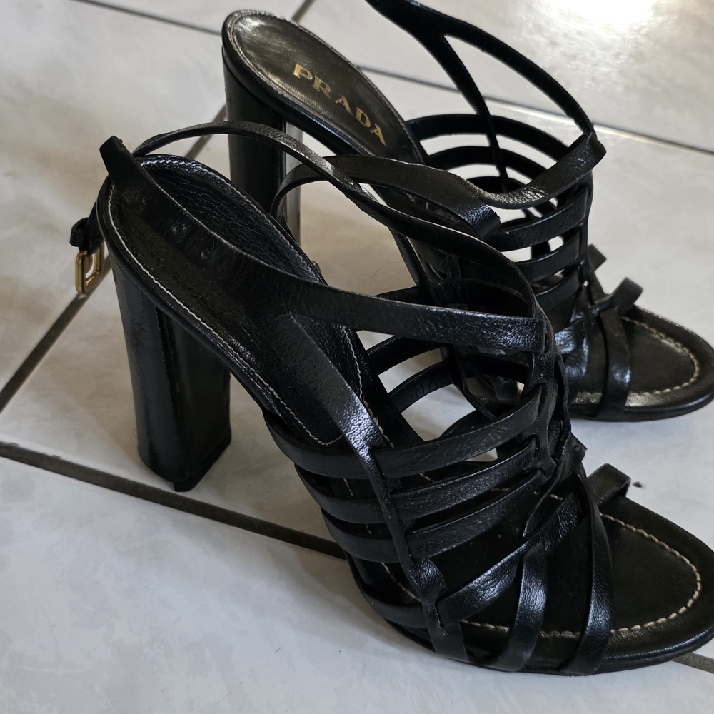 Prada Black Strappy Women's Heels